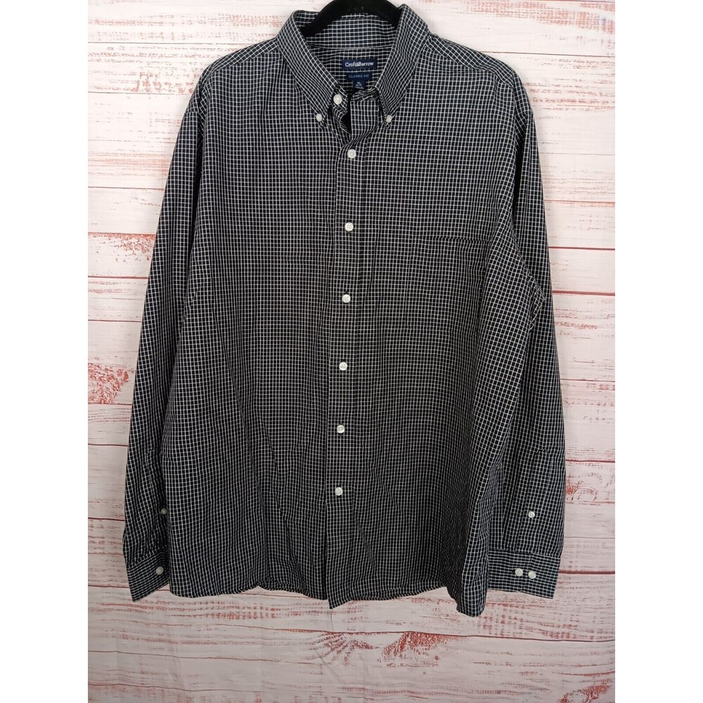 Croft & Barrow Shirt Men’s X-Large Black/white Classic Fit 36/37  Long Sleeve